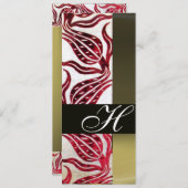 RODE FLUWELEN DAMAST TULPEN MONOGRAM Bordeaux Wit Kaart (Voorkant / Achterkant)