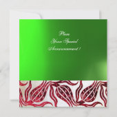 RODE FLUWELEN DAMAST TULPEN MONOGRAM Bourgondi Gro Kaart (Achterkant)