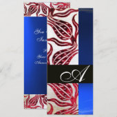 RODE FLUWELEN DAMAST TULPEN MONOGRAM Bourgondië Bl Kaart (Voorkant / Achterkant)