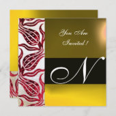 RODE FLUWELEN DAMAST TULPEN MONOGRAM Bourgondië Ge Kaart (Voorkant / Achterkant)