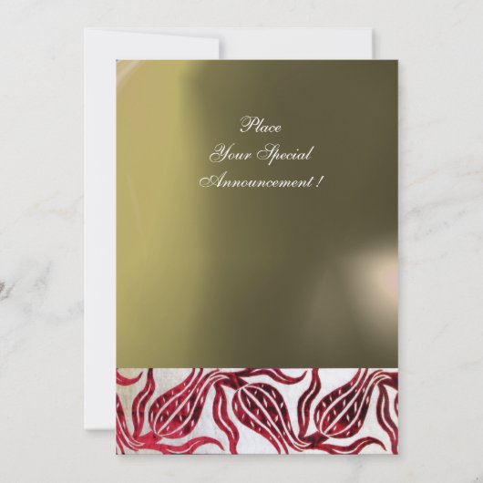 RODE FLUWELEN DAMAST TULPEN MONOGRAM Bourgondië Go Kaart (Achterkant)