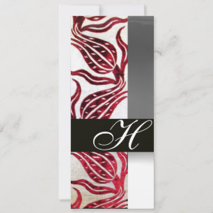 RODE FLUWELEN DAMAST TULPEN MONOGRAM Bourgondië Wi Kaart