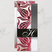 RODE FLUWELEN DAMAST TULPEN MONOGRAM Bourgondië Zi Kaart (Voorkant / Achterkant)