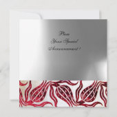 RODE FLUWELEN DAMAST TULPEN MONOGRAM Bourgondiéér  Kaart (Achterkant)