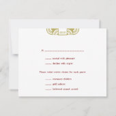 Rode fluwelen decor bruiloft omheining RSVP reacti Kaartje (Achterkant)