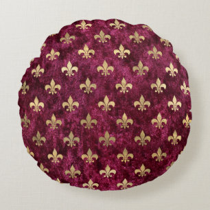 Rode Fluwelen Fleur De Lis Mardi Gras Orleans Patr Rond Kussen