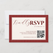 Rode Fluwelen Klassieke Gestreepte Trouw-RSVP