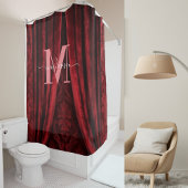 Rode Fluwelen Roze Monogram Moderne Scriptie Bruil Douchegordijn