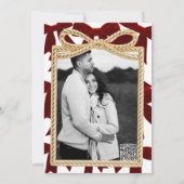 Rode fluwelen strik elegante chic foto vakantiefee kaart (Achterkant)