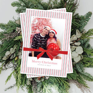 Rode Fluwelen Strik Foto Kerstkaart
