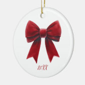 Rode Fluwelen Strik Klassieke Kerstmis Keramisch Ornament (Links)