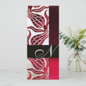 RODE FLUWELEN TULP MONOGRAMM Burgundy Champagne Wi Kaart (Staand voorkant)