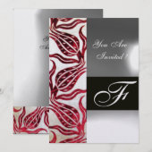 RODE FLUWELEN TULPEN MONOGRAM Burgundy White Ice Kaart (Voorkant / Achterkant)