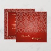 Rode fluwelen Victoriaanse damast bruiloft uitnodi Kaart (Voorkant / Achterkant)