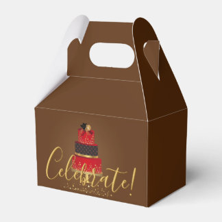 Rode Fluwelen Vier Label | Chocolade Bruin Bedankdoosjes