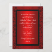 Rode Foil Damask Wedding Uitnodiging (Voorkant)
