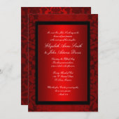 Rode Foil Damask Wedding Uitnodiging (Voorkant / Achterkant)