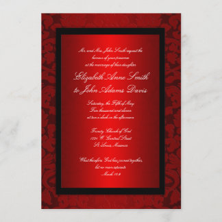 Rode Foil Damask Wedding Uitnodiging