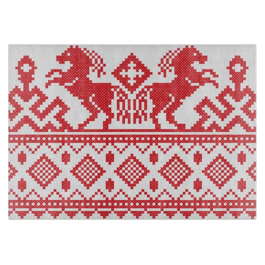 Rode fokpaarden snijplank (Voorkant)