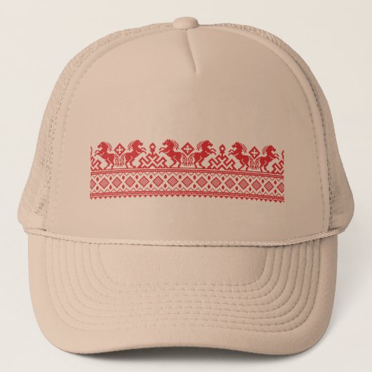 Rode fokpaarden trucker pet (Voorkant)