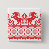 Rode fokpaarden vierkante button 5,1 cm (Voorkant)