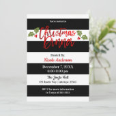 Rode Folie Glans Chic Modern Script Kerst Diner Kaart (Staand voorkant)