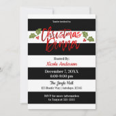 Rode Folie Glans Chic Moderne Script Kerst Diner Kaart (Voorkant)