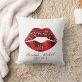 Rode Folie Lippen Aangepaste Namen Script Vet Mode Kussen (Deken)