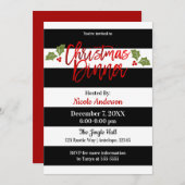 Rode Folie Shine Chic Modern Script Kerstdiner Kaart (Voorkant / Achterkant)