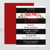 Rode Folie Slank Shine Modern Script Vakantiediner Kaart (Voorkant / Achterkant)