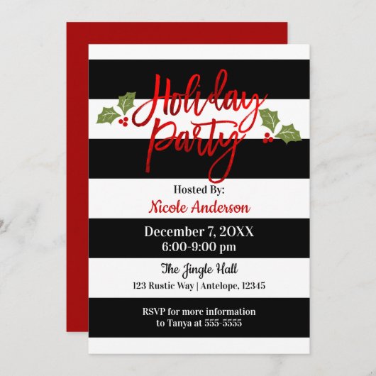 Rode Folie Slanke Shine Modern Script Vakantie Par Kaart (Voorkant / Achterkant)