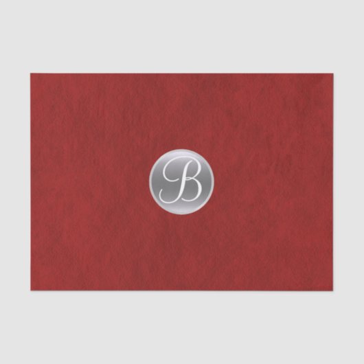 Rode Folie Zilver Kerst Chic Glam Monogram Initiaa Tissuepapier (Voorkant)