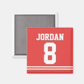 Rode Football Jersey met nummer Magneet (Voorkant / Achterkant)