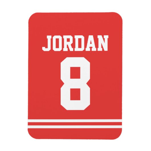 Rode Football Jersey met nummer Magneet (Verticaal)
