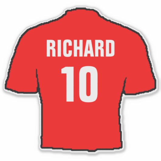 Rode Football Shirt design aan persoonlijke voorke Sticker (Voorkant)