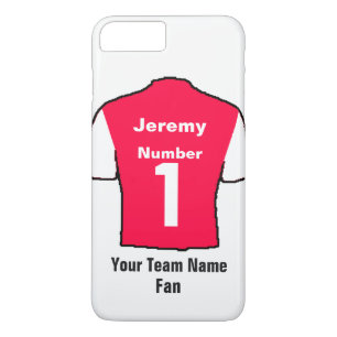 Rode Football Shirt Kies naam en team iPhone 8/7 Plus Hoesje