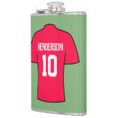 Rode Football Shirt met naam en nummer Heupfles (Links)