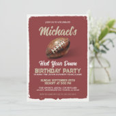  Rode Football Thema 1e Verjaardagsfeest Kaart (Staand voorkant)