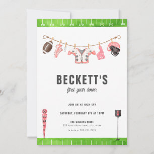 Rode Football Verjaardag Eerste jaar Down 1e Uitno Kaart