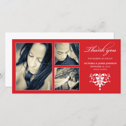 RODE FORMELE COLLAGE | BRUILOFT BEDANKT KAART (Voorkant / Achterkant)