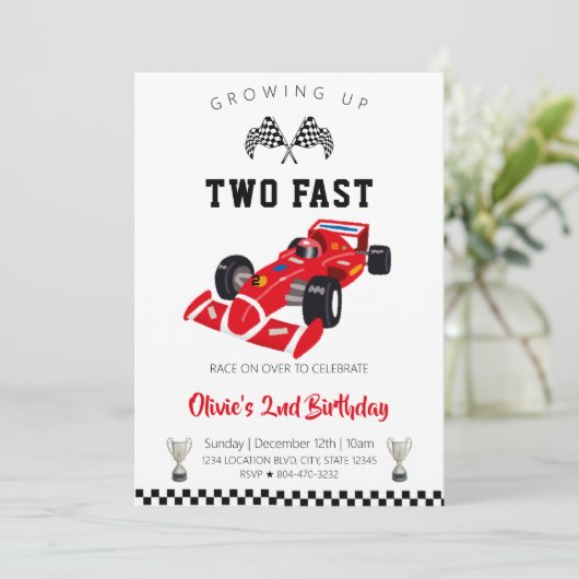 Rode Formule 1-auto jarig Kaart (Staand voorkant)