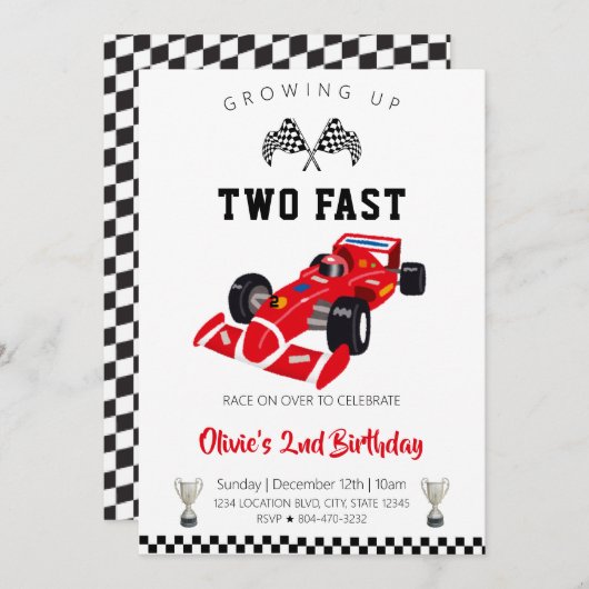 Rode Formule 1-auto jarig Kaart (Voorkant / Achterkant)