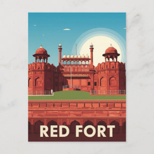  Rode Fort Dehli Indiaas reissouvenir Briefkaart