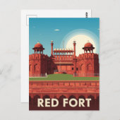  Rode Fort Dehli Indiaas reissouvenir Briefkaart (Voorkant / Achterkant)