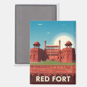  Rode Fort Dehli Indiaas reissouvenir Magneet (Voorkant / Achterkant)