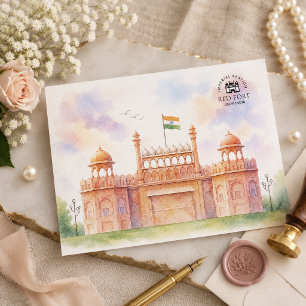 Rode Fort Delhi India Historische Locaties Reize Feestdagenkaart
