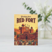 Rode Fort India Briefkaart (Staand voorkant)