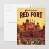 Rode Fort India Briefkaart (Voorkant / Achterkant)