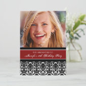 Rode foto 18e verjaardag van uitnodigingen van de  (Staand voorkant)