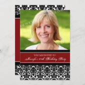 Rode foto 60e verjaardag van uitnodigingen van de  (Voorkant / Achterkant)